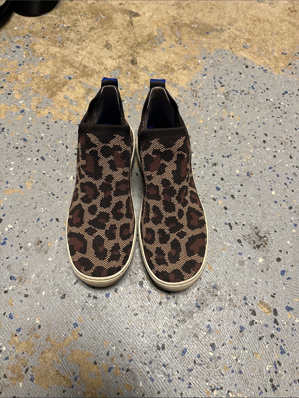 Rothy's Women's Leopard Knit Slip-On Ankle Sneakers - Brown/Black